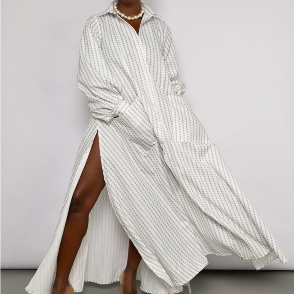 The Kemist Striped Maxi Dress | high thigh slit | size 18